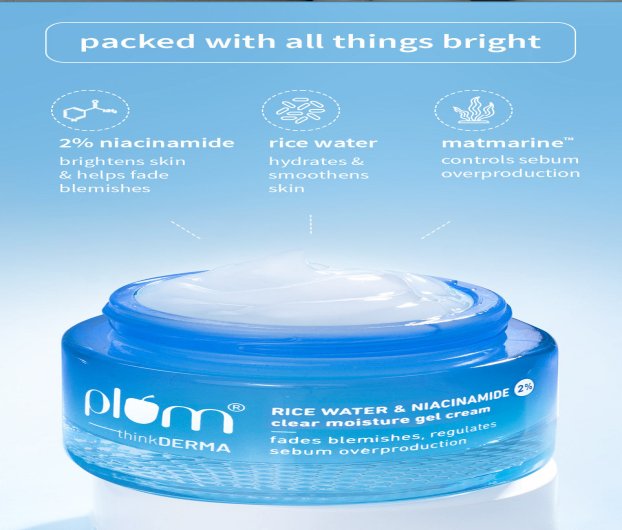 PLUM RICE WATER & NIACINAMIDE 2% CLEAR MOISTURE GEL CREAM 50 GM