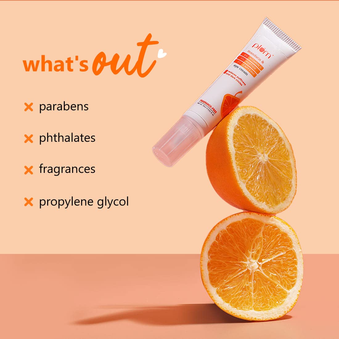 PLUM UNDER EYE CREAM WITH MANDARIN, 3% VITAMIN C, 3% PEPTIDE & 3% CAFFEINE 15ML