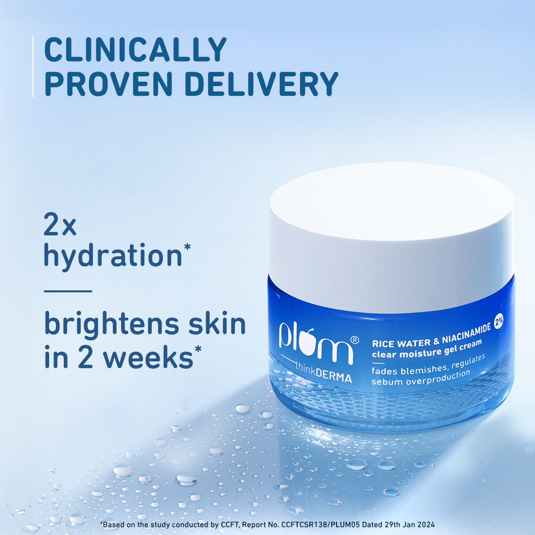 PLUM RICE WATER & NIACINAMIDE 2% CLEAR MOISTURE GEL CREAM 50 GM
