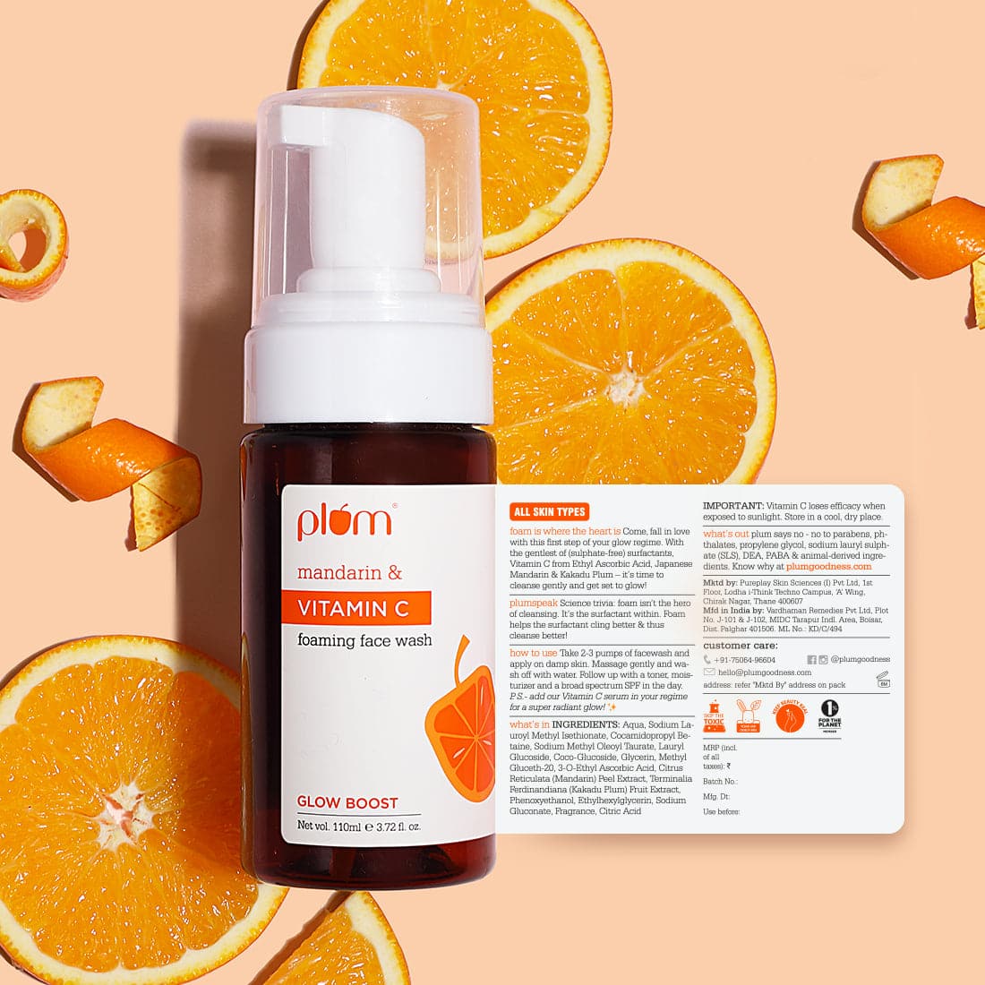 PLUM MANDARIN & VITAMIN C FOAMING FACE WASH 110 ML