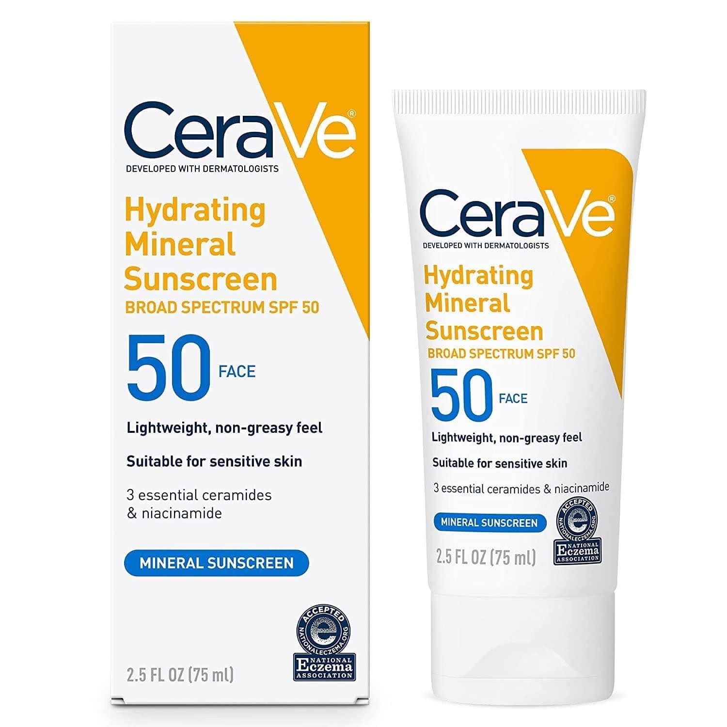CeraVe Hydrating Mineral Sunscreen SPF 50 Face