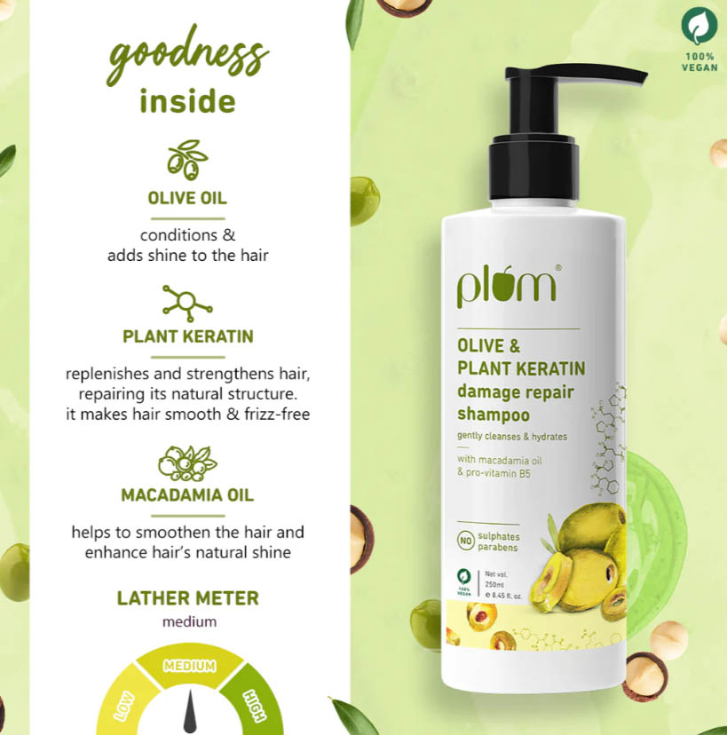 PLUM OLIVE & PLANT KERATIN DAMAGE REPAIR SHAMPOO 250 ML