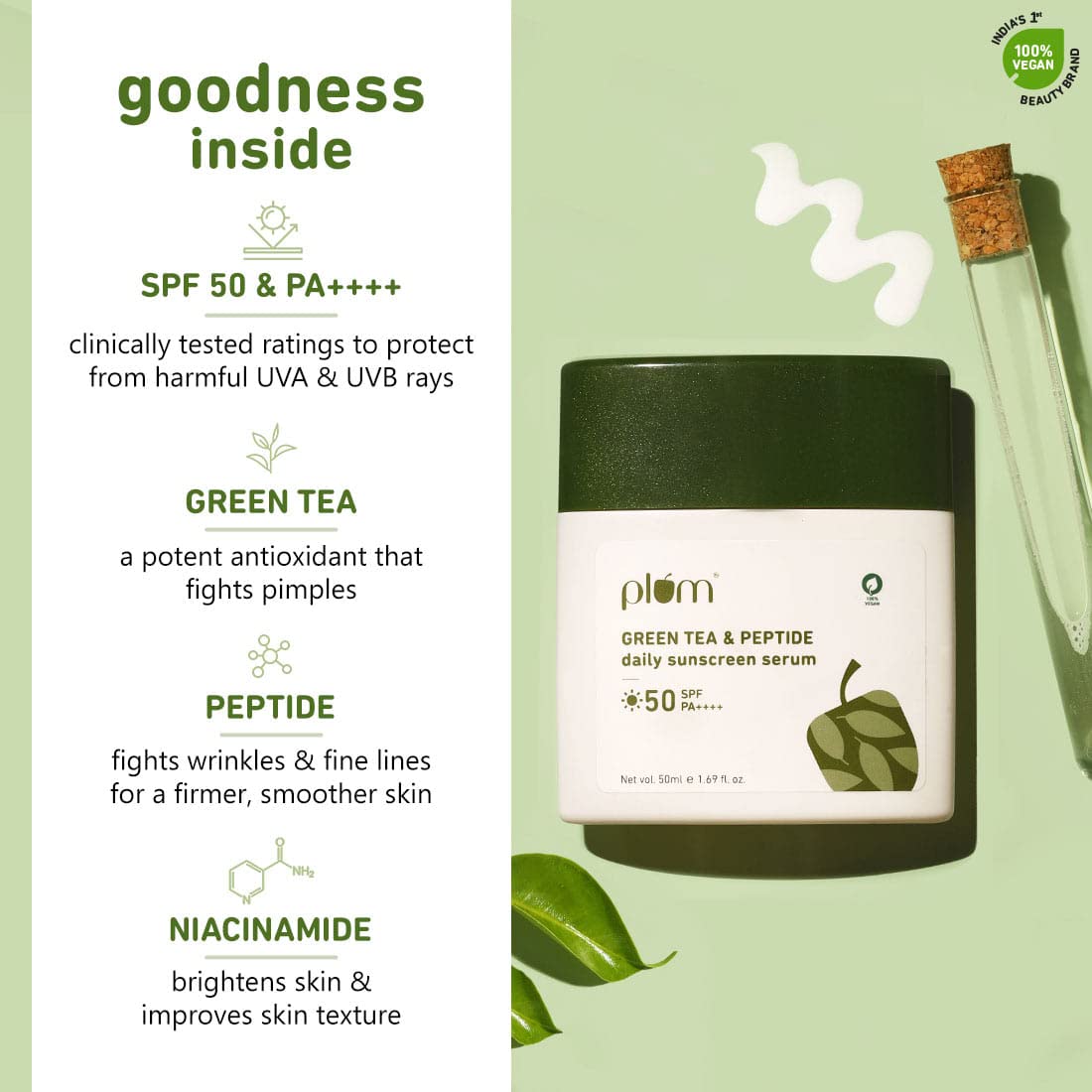 PLUM GREEN TEA & PEPTIDE SHEER TINTED SUNSCREEN SERUM - 50 ML 