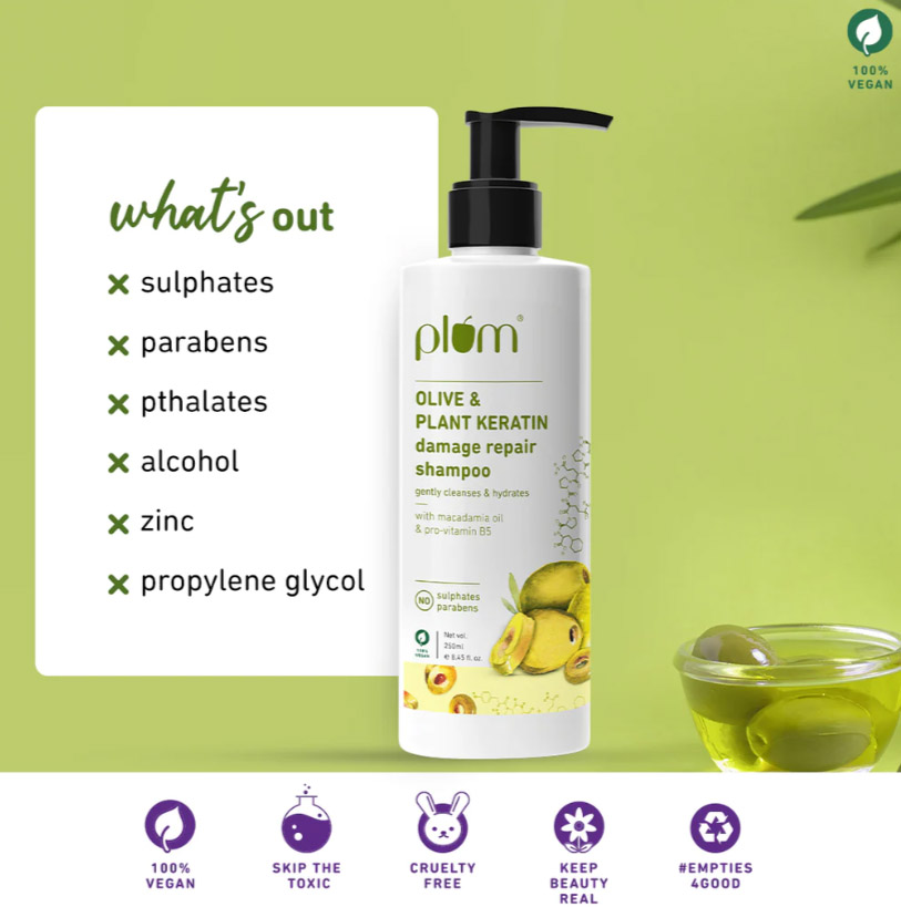 PLUM OLIVE & PLANT KERATIN DAMAGE REPAIR SHAMPOO 250ML