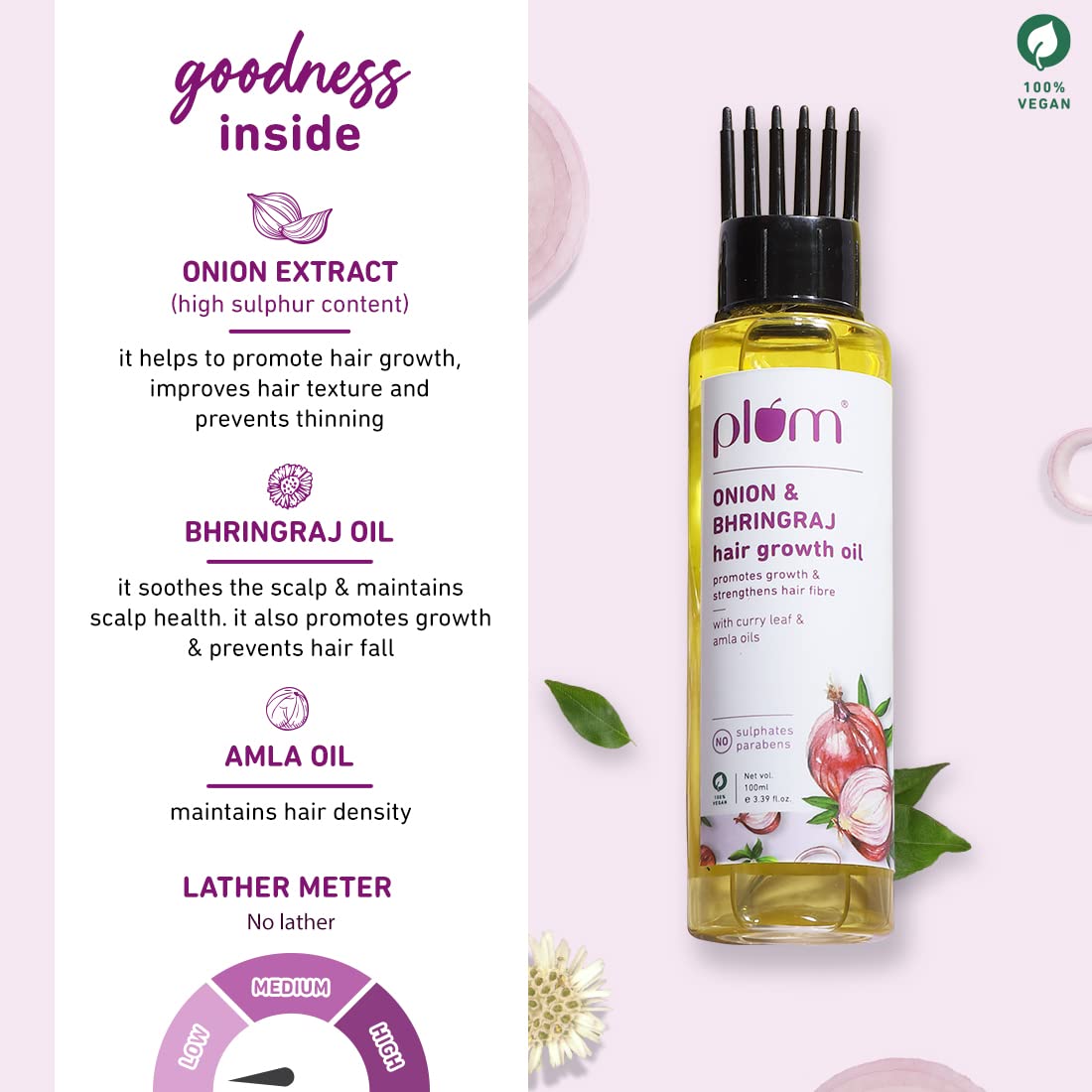 PLUM ONION & BHRINGRAJ HAIR GROWTH OIL 100ML