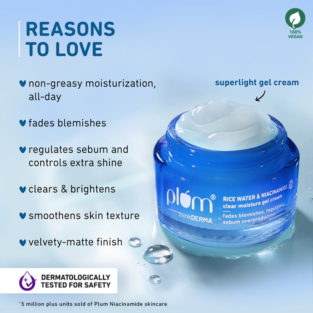 PLUM RICE WATER & NIACINAMIDE 2% CLEAR MOISTURE GEL CREAM 50 GM